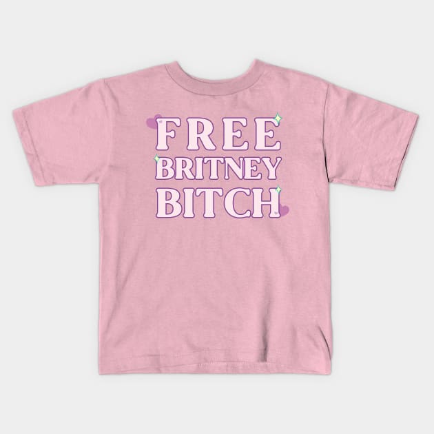 Free Britney Bitch Kawaii Pink Hearts Sparkle Kids T-Shirt by xenotransplant